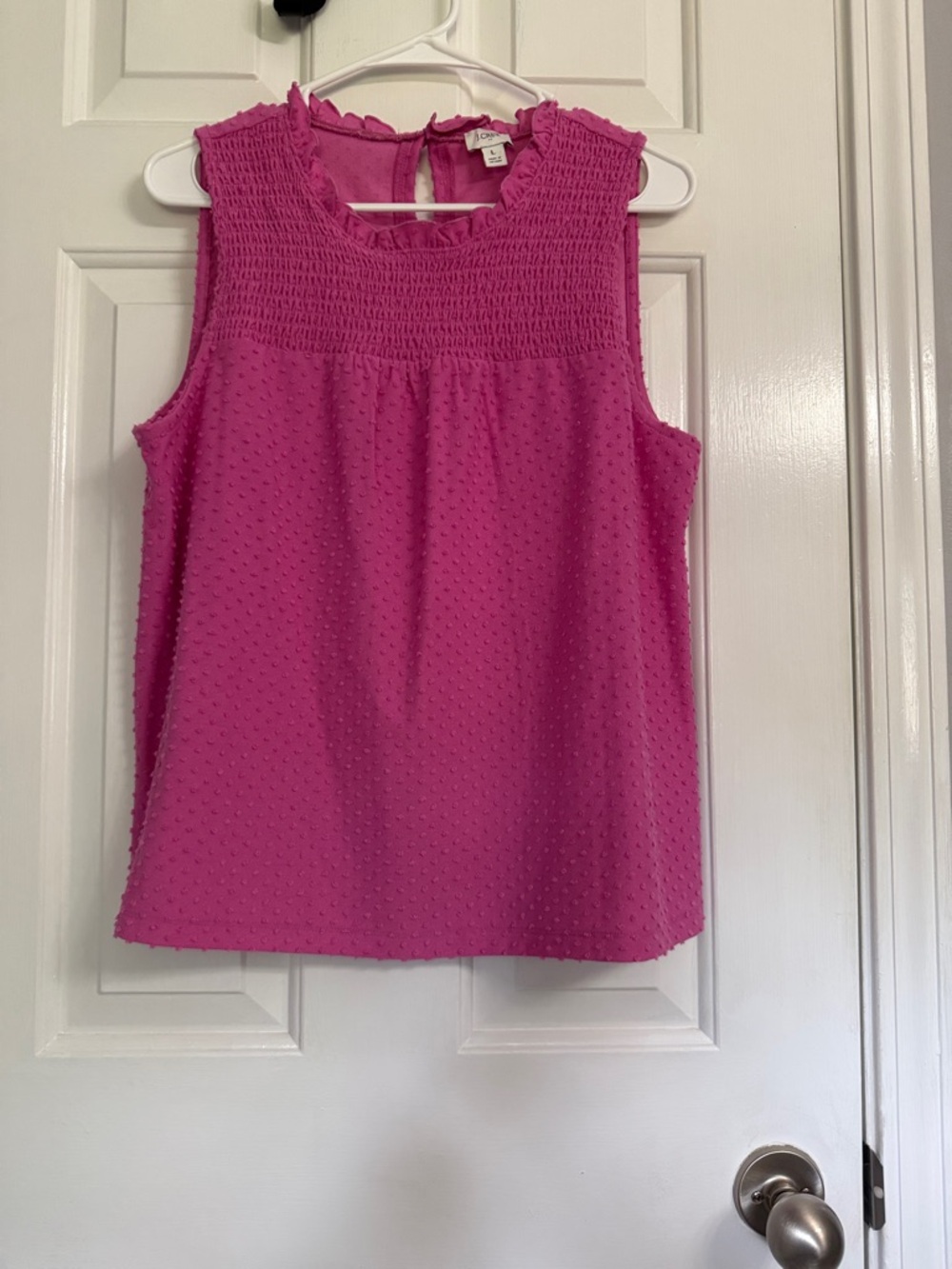 J. Crew Magenta Swiss Dot Smocked Yoke Camisole